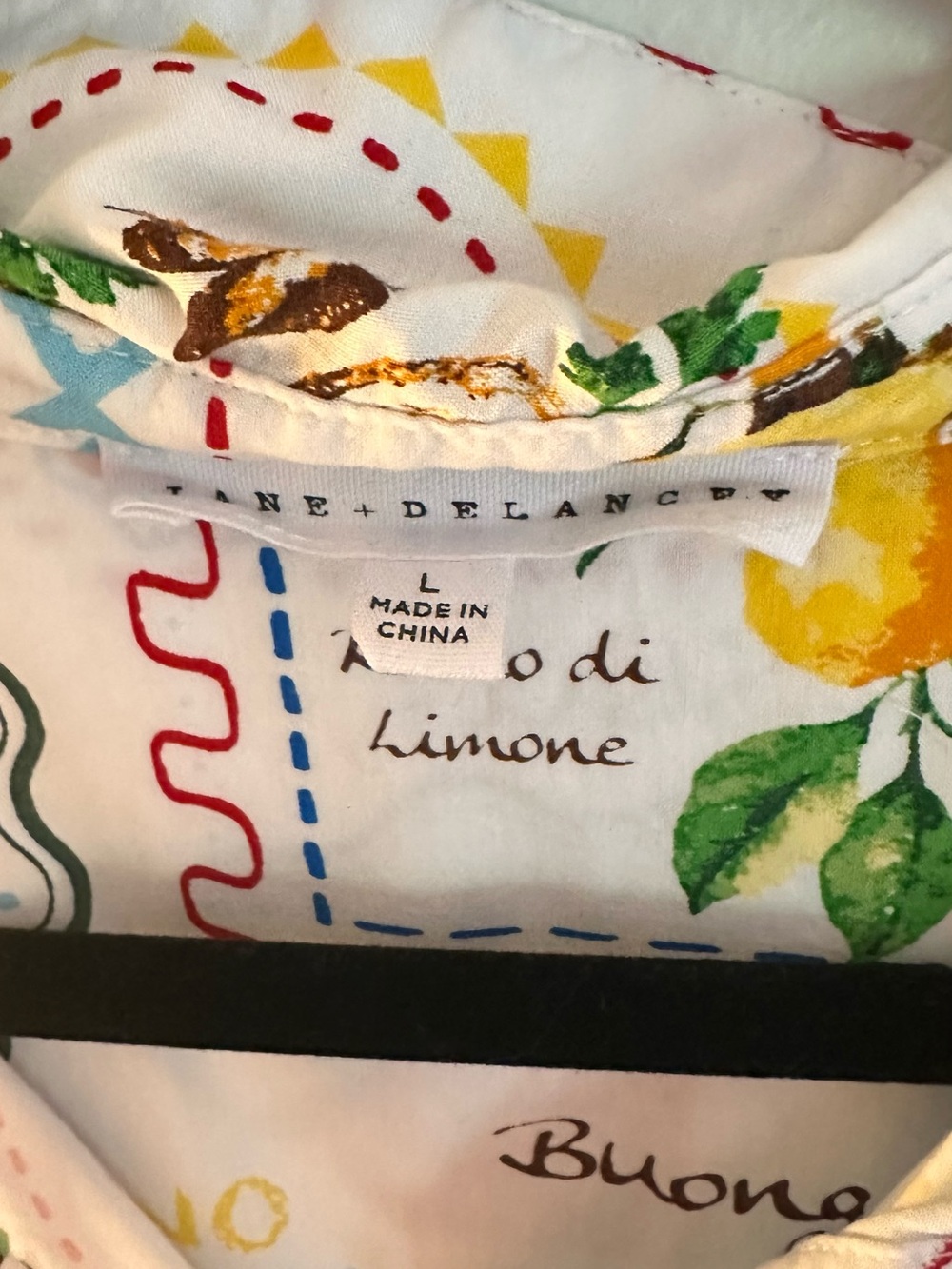 Jane and Delancey White Short Sleeve Button-Up Shirt with Multicolor Prints - Picture 4 of 4